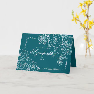 Cartão Elegantes Peônias Minimalistas de Condolências Azu