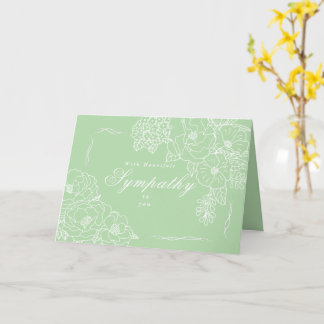 Cartão Elegantes Peônias Minimalistas de Condolências Ver