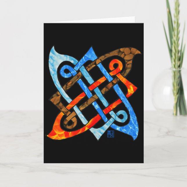 Cartão Elemento de Águas de Fogo do Ar do Nó Celta Pagan (Frente)