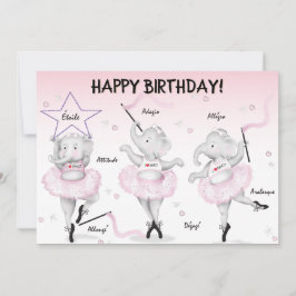 Cartão Elephant Ballerina Birthday