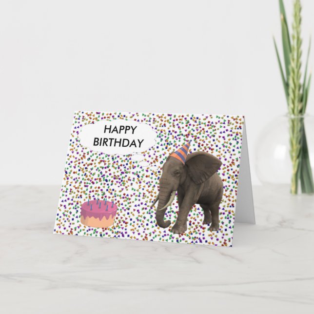 Cartão Elephant Birthday (Frente)