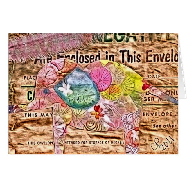 Cartão Elephant Collage Digital Art (Frente Horizontal)