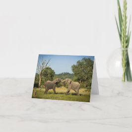 Cartão Elephants Fighting Folded Greeting Card