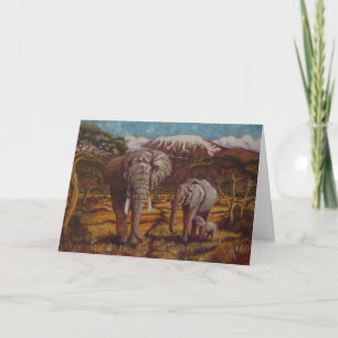 Cartão Elephants & Kilimanjaro Birthday Card