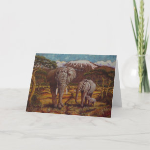 Cartão Elephants & Kilimanjaro Greeting Card
