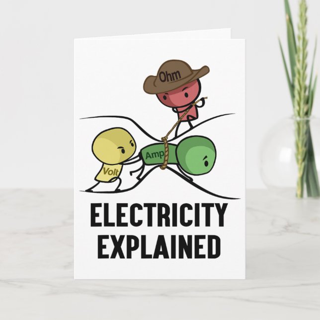 Cartão Eletricidade Explicada Presente de Físico Nerd I P (Frente)