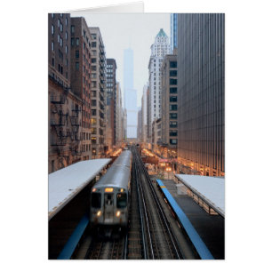 Cartão Elevação do carril em Chicago centro sobre Wabash