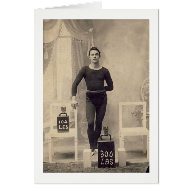 Cartão Elevador de peso do vintage (Frente)