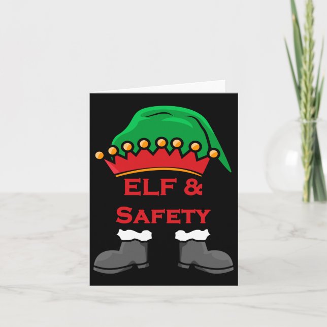 Cartão Elf And Safety, Funny Health &amp; Safety Elf Long (Frente)