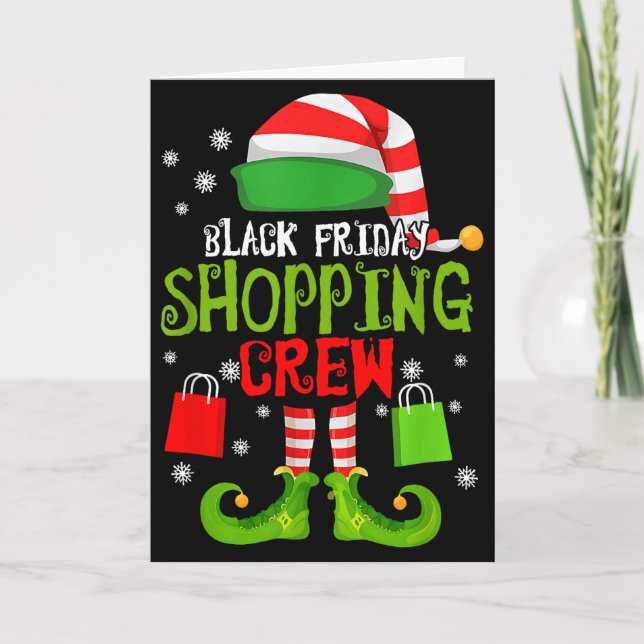 Cartão Elf Christmas Black Shopng Funny Friday Shopng Cre (Frente)