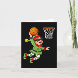 Cartão Elf De Natal A Dunking A Basball Divertiu Rapazes