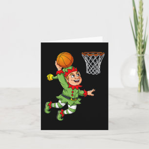 Cartão Elf De Natal A Dunking A Basball Divertiu Rapazes 