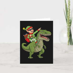 Cartão Elf de Natal Andando Dinossauro T Rex Boys Diverti