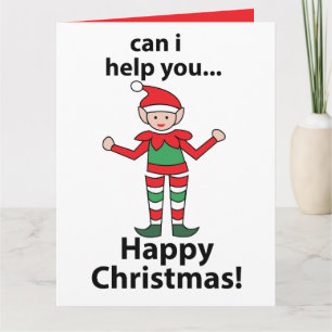 Cartão Elf De Natal Posso Ajudá-Lo A Feliz Elfo De Natal