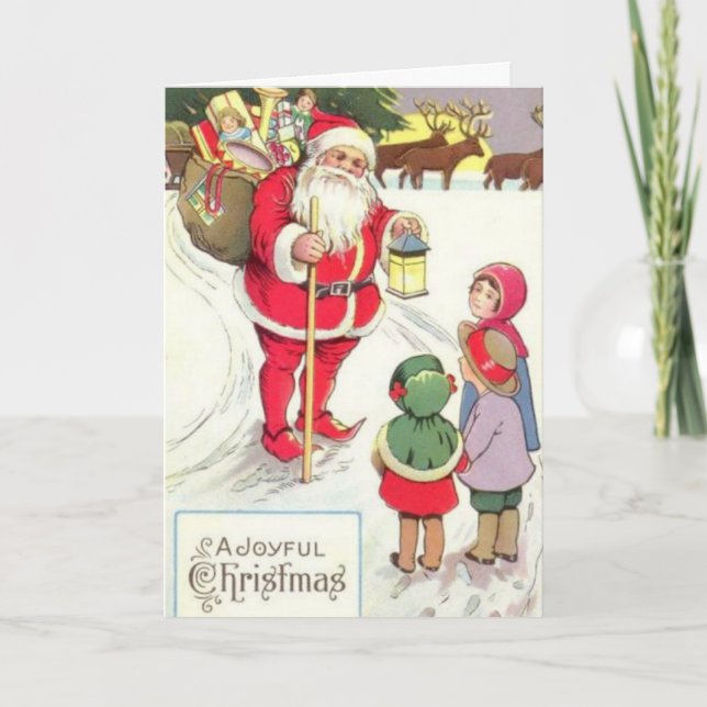 Cartão Elf De Papais noeis Vitorianos Da Era Vinta (Frente)