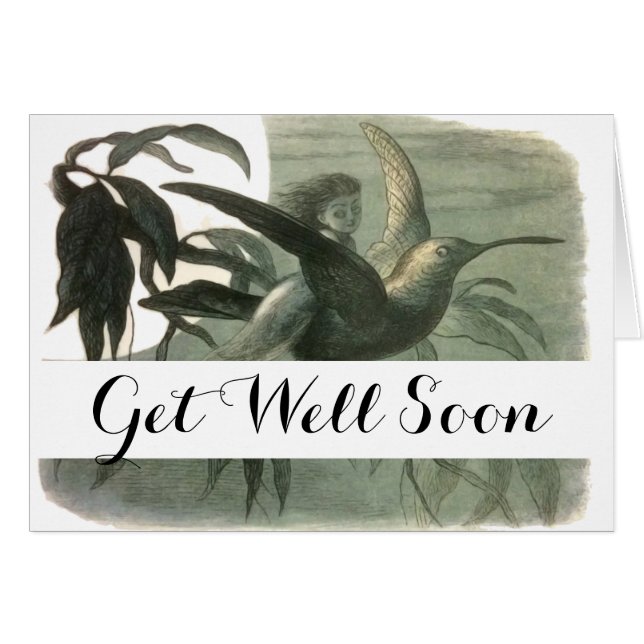 Cartão Elf Fairies Elves Moon Night Bird Voando (Frente Horizontal)