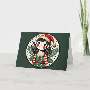 Cartão Elf Fairy Girl de Natal