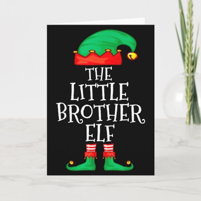 Cartão Elf Family Christmas Little Brother Elf Sweater Me (Frente)