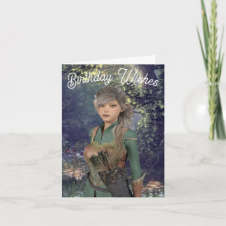 Cartão Elf Maiden no Woods Birthday Card