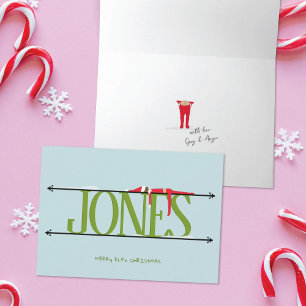 Cartão Elf Shenanigans Name Sign Green & Blue Foled Card
