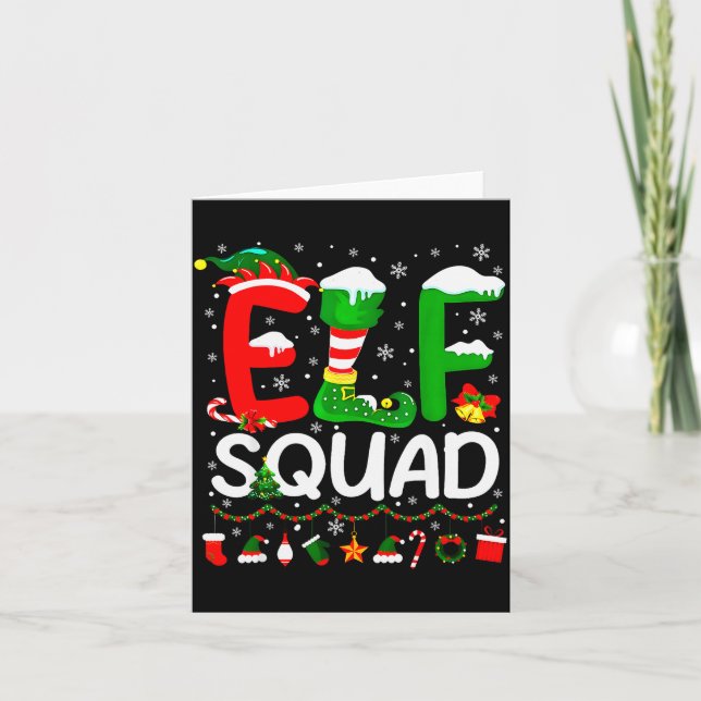 Cartão Elf Squad Christmas Family Matching Xmas Elf Pajam (Frente)