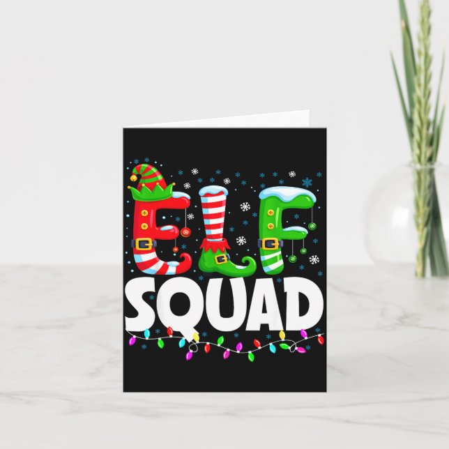 Cartão Elf Squad Christmas Family Matching Xmas Pajamas  (Frente)