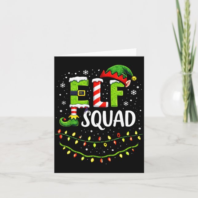 Cartão Elf Squad Christmas Lights Matching Holiday Crew  (Frente)