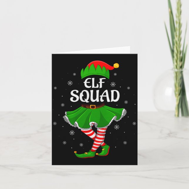 Cartão Elf Squad Christmas Matching Family Girls Women El (Frente)