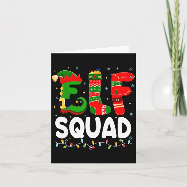 Cartão Elf Squad Family Christmas Matching Pajamas Xmas T (Frente)