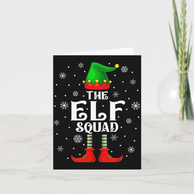 Cartão Elf Squad Family Matching Xmas Funny Christmas Vib (Frente)