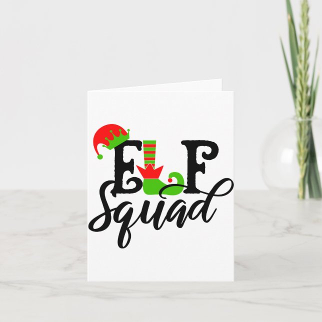 Cartão Elf Squad Modern Tygraphy Christmas Holidays  (Frente)