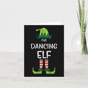 Cartão Elf Xmas Dançando Pjs Correspondendo Ao Pijama De