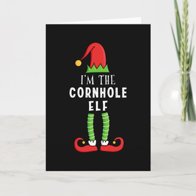 Cartão Elfo Cornhole Presente de Natal para Família Corre (Frente)