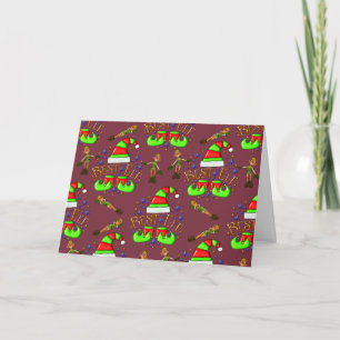 Cartão Elfos de Natal Fofos