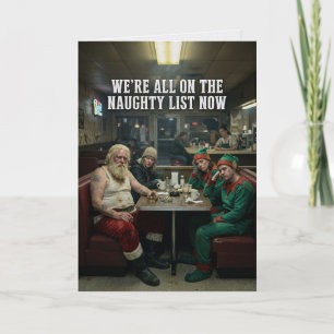 Cartão Elfos de Papai Noel Desgrenhados Lanchonete Natal