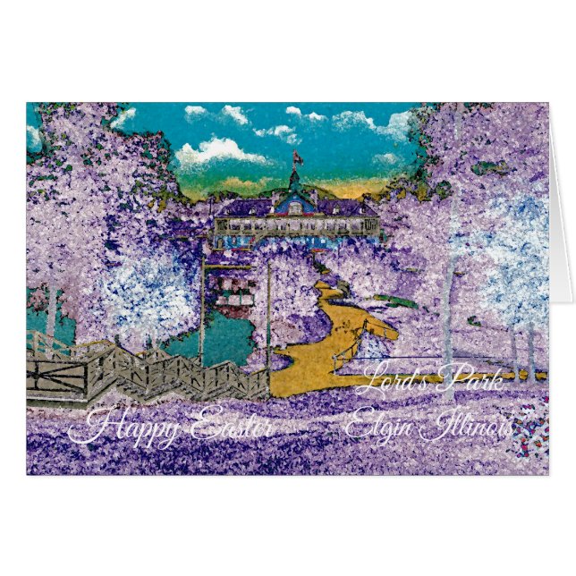 Cartão ELGIN ILLINOIS LORDS PARK PAVILION Páscoa DE 1920 (Frente Horizontal)