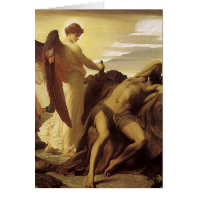 Cartão Elias no Deserto por Lord Frederic Leighton (Frente)