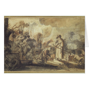 Cartão Eliezer e Rebecca no poço