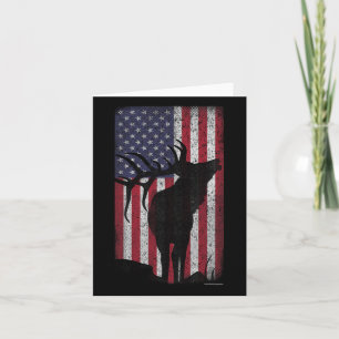 Cartão Elk Hunling Bull Us Flag - American Retro