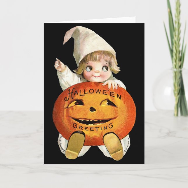 Cartão Ellen H. Clapsaddle: Little Pumpkin Boy (Frente)