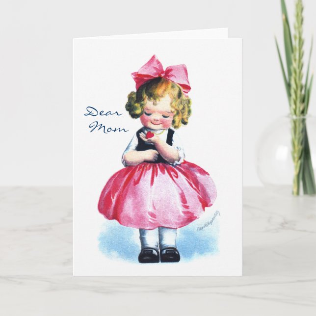 Cartão Ellen H. Clapsaddle: Menina com coração (Frente)