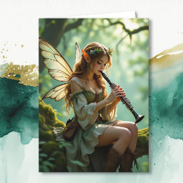 Cartão Elven Fairy with Clarinet | Magical Birthday