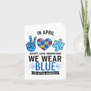 Cartão Em abril, Vestimos a Consciência do Autismo Azul A