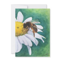 Cartão em branco alegre daisy e abelha