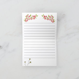 Cartão em branco com flores cor-de-rosa