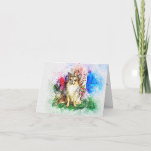 Cartão em Branco com Pintura de Chihuahua em Aquar