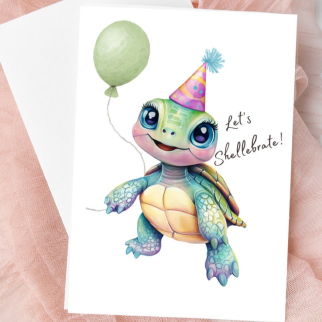 Cartão em Branco da Tartaruga Fofa – Vamos Shelleb (Cute Turtle Blank Greeting Card)