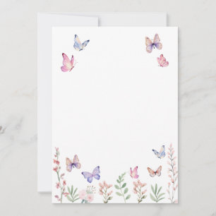 Cartão em Branco de Borboletas Aquarela para desig