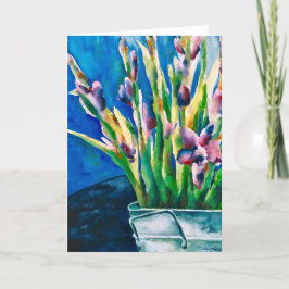 Cartão em Branco de Lírios Roxos