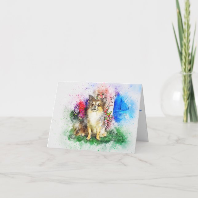 Cartão em Branco de Pintura em Aquarela de Chihuah (Frente)